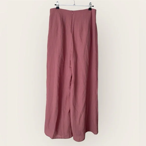 Essue Tulip High Rise Wide Leg Flowy Palazzo Slit Pants in Mauve/Brick, Medium - Picture 6 of 10